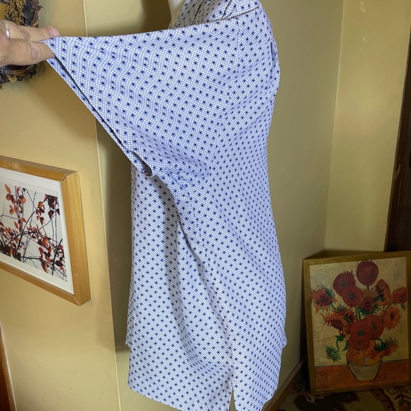 NAT NAST Size Large 100% Silk Camp Shirt MCM vibes  White / Blue Print SOPRANOS - Picture 7 of 15